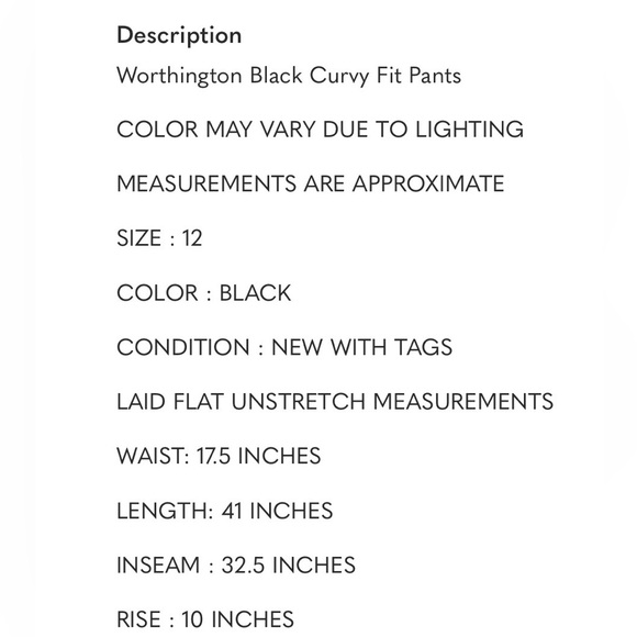 Worthington Women’s Curvy Fit Black Trousers - Picture 9 of 9